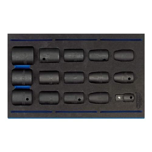 Image of Draper 63415 1/2" Square Drive Impact Socket 15 Piece Set in 1/4 Eva Insert Tray , Blue