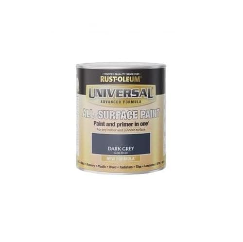 Image of Rust-Oleum Universal All Surface Brush on Paint - Gloss - Dark Grey - 250ml