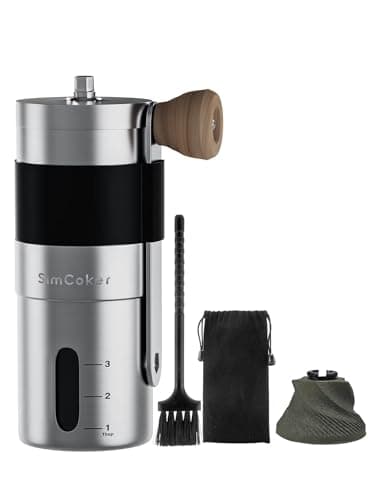 Image of SimCoker Manual Coffee Grinder,Ceramic Burr,Mini Hand Coffee Bean Mill with 20g Capacity,Adjustable Grind Setting,Portable Size for Camping,304 Stainless Steel