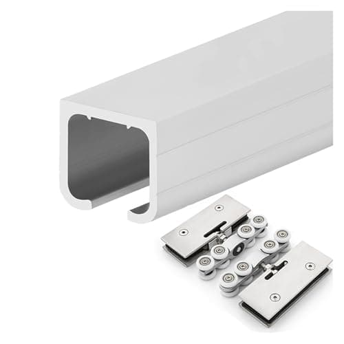 Image of Quiet Smooth Glide Aluminium Rail Sliding Kit for Glass Door, Easy Install Track for Room Divider, Bypass Door Track Hardware,(700cm/23ft)(White,240cm/7.8ft)