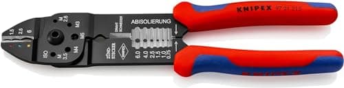 Image of KNIPEX Crimping Pliers, 0.5-6.0 mm², F Crimp, for Insulated Cable Connectors, with Stripping and Cutting Function, Crimping Tool, 97 21 215