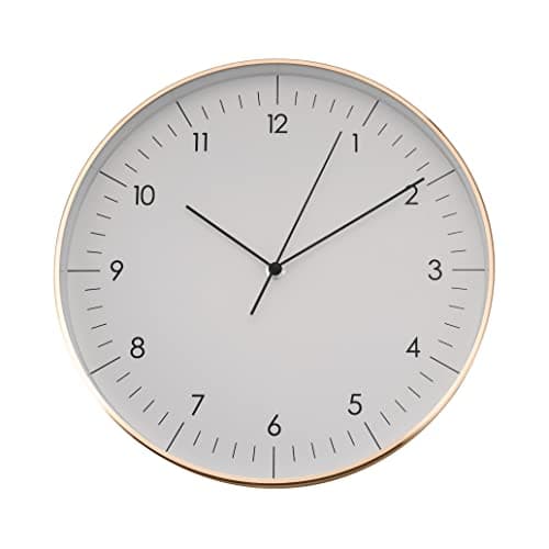 Image of LUUK LIFESTYLE Wall Clock, Silent Quartz Movement, Non Ticking, Modern Scandinavian Minimalist Design, for Living Room, Kitchen, Bedroom, Office, Housewarming Gift, 31 cm / 12 inch, White Gold