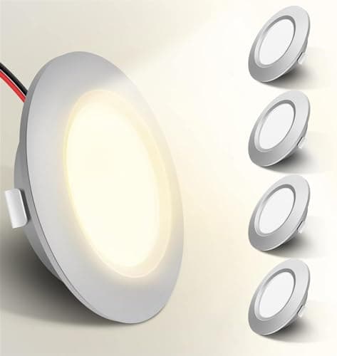Image of 4 Pack 12V Led Lights Dimmable Full Aluminum Recessed Mount Ceiling Light 3W Roof Downlight for T4 T5 Campervan Motorhome Boat Living Room Bedroom Kitchen 3000K Warm White (Silver)