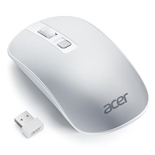Image of acer Wireless Mouse, Computer Mouse Wireless with 2.4GHz USB Receiver, 1600 DPI Portable Ultra-Slim Mice with 4 Buttons, Lightwight, Compatible with Laptop, MacBook, Desktop, PC - Silver