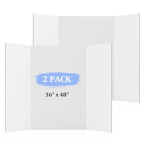 Image of AKONEGE 2 Pack Tri-Fold Presentation Boards 122 x 91 cm Large Display Board, Lightweight & Foldable Posterboard for Showcasing Artwork, Science Fair, School Projects, Exhibitions