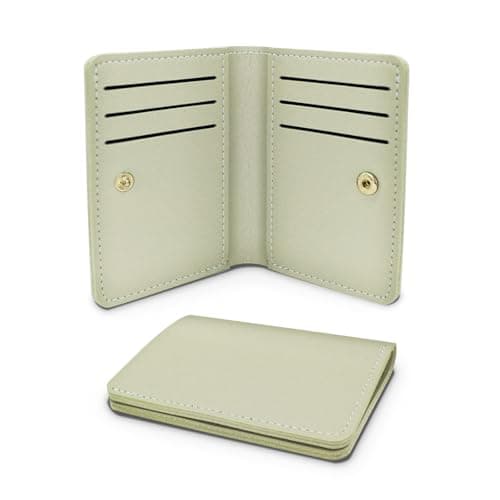 Image of AfitLulu Ladies Purse Ultra-Thin Credit Card Holder Wallet Solid Color Women Wallets Womens Purse Simple Small Purses with Snap for 8 Credit Card Slots and 1 Banknote Slot (Green)
