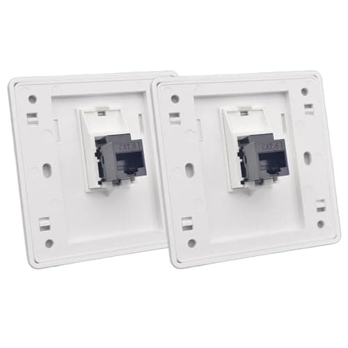 Image of 2 x CAT6 Gigabit Network Socket, Ethernet RJ45 LAN Cable Faceplate Networking Port Dual-Pass Socket Box for Ethernet Cable Installation Female To Female Internet Outlet 86x86mm (LAN x 1), Black