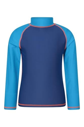 Image of Mountain Warehouse Kids Rash Vest - UV Protection Rash Guard, Long Sleeves Childrens Rash Shirt, Flat Seams, Quick Drying, Stretch Fabric - Spring Summer, Swimming Blue Kids Size 2-3 Years
