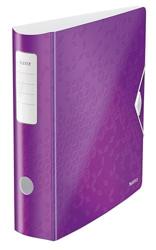 Image of Leitz Lever Arch File, Metallic purple, A4, Curved spine 75mm width, Elastic fastening, Light polyfoam, WOW Range, 11060062