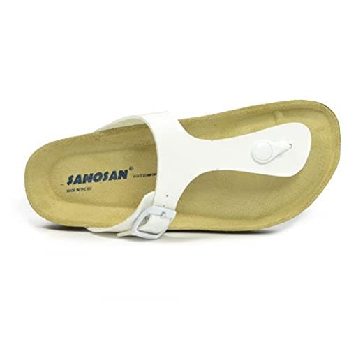 Image of Sanosan Geneve Ladies Toe Post Sandals Lacque White Patent