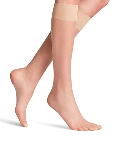 Image of FALKE Women's Shelina 12 DEN W Kh Ultra-Sheer Plain 1 Pair Knee-High Socks, Skin colour Powder 4169, 5.5-8