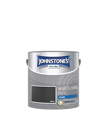 Image of Johnstone's - Wall & Ceiling Paint - Black - Matt Finish - Emulsion Paint - Fantastic Coverage - Easy to Apply - Dry in 1-2 Hours - 12m2 Coverage per Litre - 2.5L
