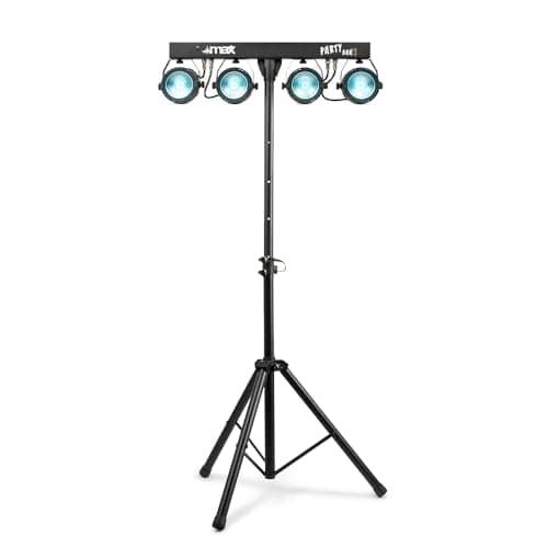 Image of Max PartyBar11 LED COB Par Bar Lighting System with Stand - Compact DJ Lighting System, COB LED Disco Light Bar for Parties, Weddings, and Events - Multi-Colour PAR Bars with Remote Control