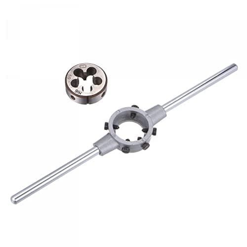 Image of sourcing map Die Stock Handle Wrench Set, M16 x 2 Threading Round Die and 38mm (Fit M12-M16 Dies) Holder Adjustable Wrench Hand Tool