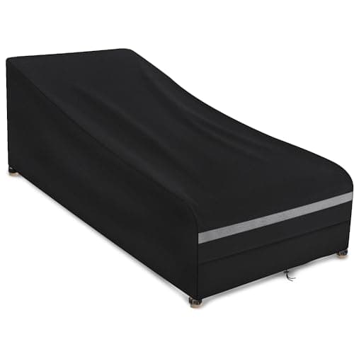 Image of Dokon Garden Sunbed Covers Waterproof Outdoor Sun Lounger Cover with Air Vent, Heavy Duty 420D Oxford Fabric Windproof Anti-UV Patio Sunbed Lounger Cover, 200x75x40/70cm - Black
