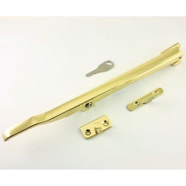 Image of JW77LPB - Modern Lockable Window Stay - Polished Brass - 250mm Long - Each