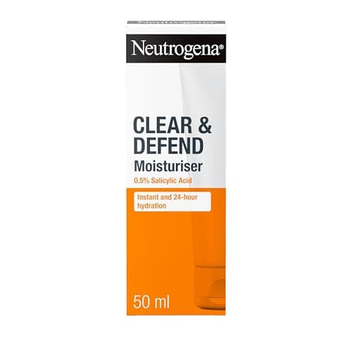 Image of Neutrogena Clear and Defend Moisturiser 50 ml, Oil-Free Daily Face Cream for Spot-Prone Skin, with Purifying 0.5% Salicylic Acid to Help Prevent Breakouts for Smoother, Softer & Clearer Skin