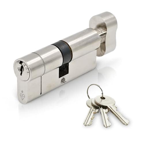 Image of IRONWORX® Spectre Nickel Escape Thumb Turn Euro Cylinder Door Lock, 40mm (Turn) / 50mm (Key) (90mm) High-Security Police Approved TS007 BSI 1 Star, Anti-Bump, Anti-Pick, Anti-Drill, Anti-Snap, 3X Keys