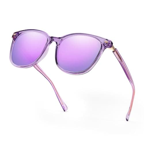 Image of Myiaur Women's Polarised Sunglasses with Retro Mirrored Lens & UV400 Protection - Trendy & Stylish Large Glasses