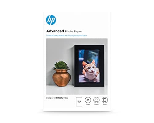 Image of HP Q8691A, 10 x 15 cm Borderless, Advanced Glossy Photo Paper, 250 gsm, 25 Sheets