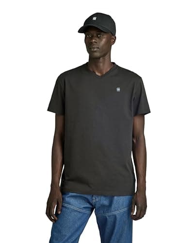 Image of G-Star Men's Base-S V-Neck T-Shirt, Black (dk black D16412-336-6484), XL