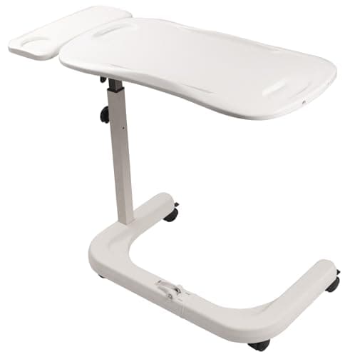 Image of Elite Care Deluxe Over bed or around chair table - Height and Angle adjustable, extending width to go around chairs Choice of table tops (White Plastic)