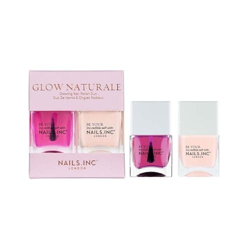 Image of Nails Inc Glow Naturale Nail Polish Duo, Long Lasting, Glow Enhancing Nail Colors, Easy Manicure Look, Cruelty Free, Vegan, 21 Free Formula, Glowing My Way, Got Me Glowing, 2 Piece Set