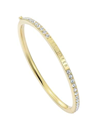 Image of Ted Baker Claudia Narrow Crystal Hinged Bangle Bracelet for Women (Gold/Crystal)