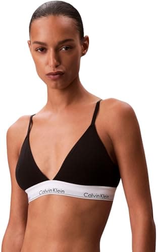 Image of Calvin Klein Women’s Lightly Lined Triangle Bra with Logo Band, Black (Black(Ub1)), M