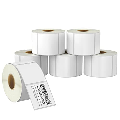 Image of BETCKEY - 51mm x 51mm(2 in x 2 in) Square Thermal Labels, 750 Perforated Stickers per Roll Compatible with Zebra & More Printers [6 Roll/4500 Labels]