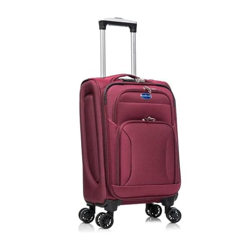 Image of Aerostar Carry-on 20" Lightweight Soft Expandable Suitcase, Hand Luggage 4 Wheels & Combination Lock, 55x35x20cm | Accepted All Airlines easyjet, RyanAir, British Airways (Red, 32 litres)