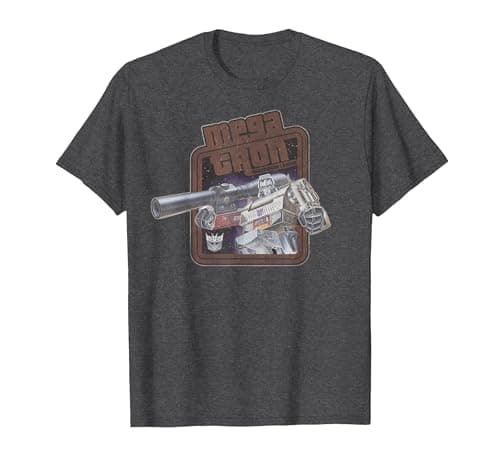 Image of Transformers Megatron Decepticon Leader Retro Logo T-Shirt, Men, Dark Heather Grey, X-Large