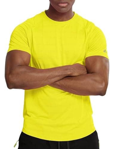 Image of Zengjo Men's Quick Dry Fitness T-Shirt, Breathable Shirt for Gym(Yellow,L)