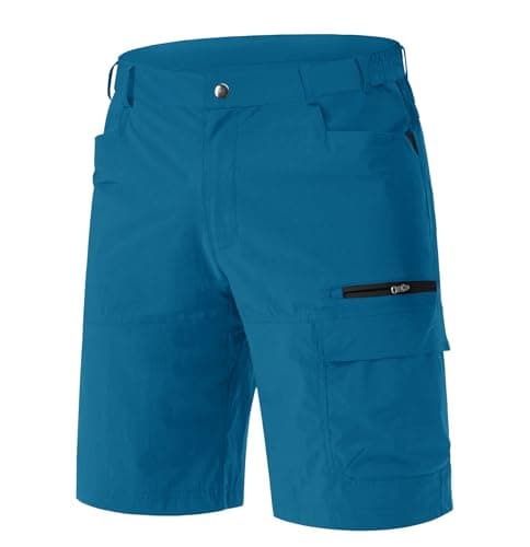Image of EKLENTSON Men's Hiking Cargo Shorts Quick Dry Lightweight Outdoor Work Tactical Shorts with Multi Pocket for Fishing Travel Blue Green,40