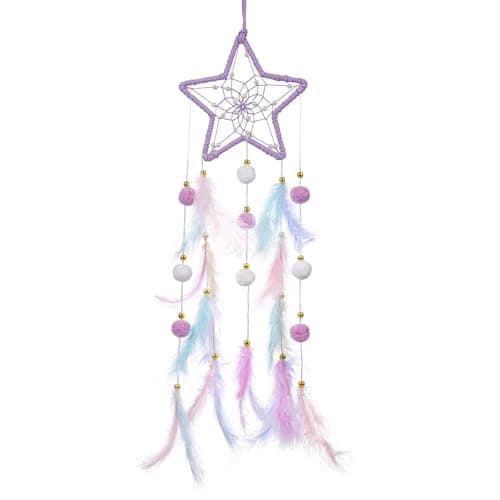 Image of Dream Catcher for Girls, Purple Star Dream Catcher, Boho Wall Decor Suitable for Bedroom, Home Decoration, Handmade Dreamcatcher