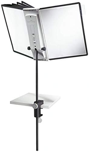 Image of Durable SHERPA Desk Clamp Display Panel Unit | Includes 10 A4 Panels in Black | Height Can be Adjusted for User