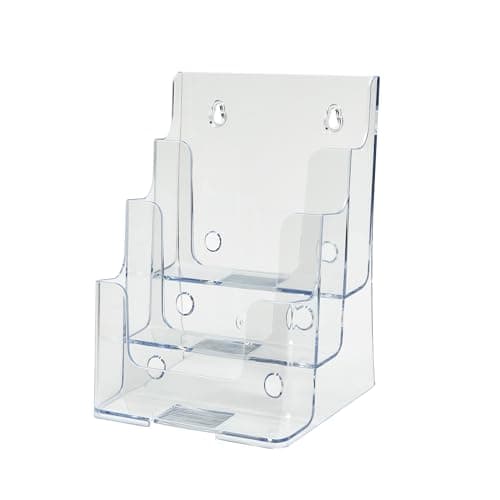 Image of Deflecto Countertop 3 Tier A5 Portrait Multi Tier Literature Holder Magazine File Holder Leaflet Holder Wall Mounting