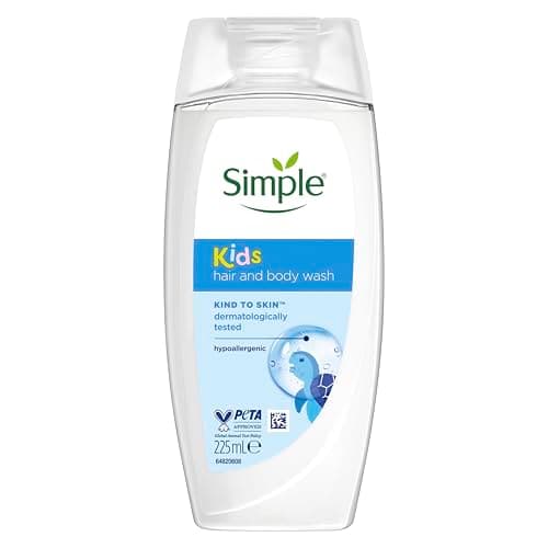Image of Simple Kind to Skin Kids Hypoallergenic Hair & Body Wash pack of 6 with chamomile oil shampoo for kids 225 ml, White