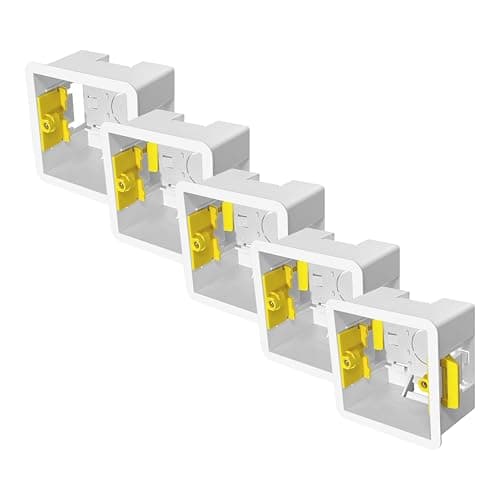 Image of Evoges 1 Gang Dry Lining Back Box 47mm | Deep Electrical Wall Box for Plasterboard | Fast-Fit Design (Pack of 5)