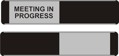 Image of SECO MEETING IN PROGRESS/BLANK Sliding Door Sign for Meeting Rooms - 255 x 52mm - Aluminium & PVC