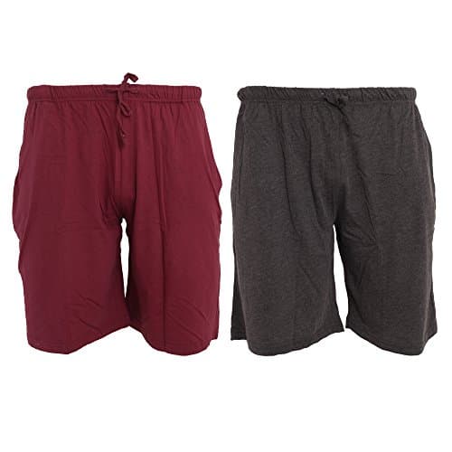 Image of Tom Franks Jersey Lounge Shorts (2 Pack) (Medium) (Wine/Dark Grey Marl)