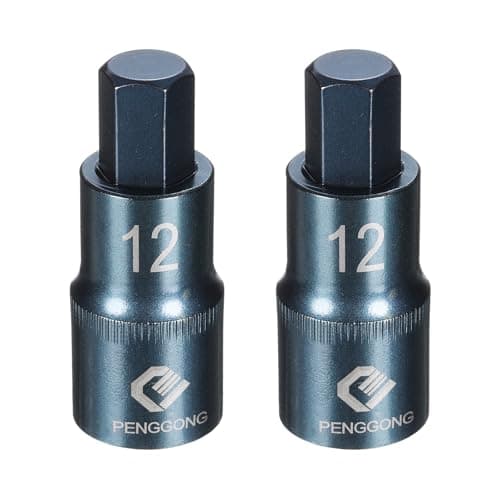 Image of sourcing map 2pcs 1/2" Drive Impact Hex Bit Socket H12 (12mm) Metric 2.2" Length S2 Steel 6-Point Sockets for Power Drill Drivers Adapter, Blue