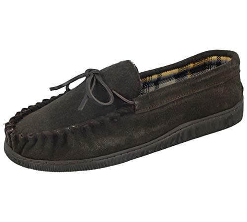 Image of Mens Jo & Joe New England Real Suede Leather Moccasin Slippers Size 7-12 (UK 7, Brown)