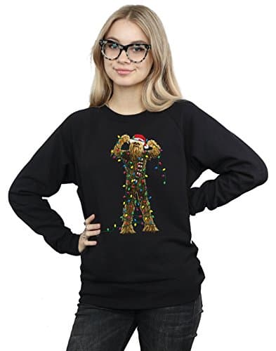 Image of Star Wars Women's Chewbacca Christmas Lights Sweatshirt Large Black