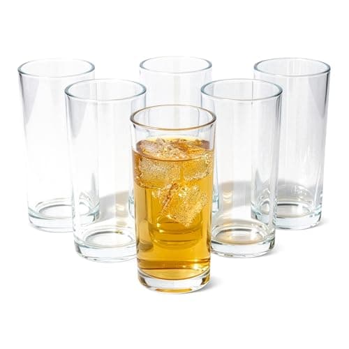 Image of Amazon Basics Drinking Glasses, 6-Piece Set, 444ml, Dishwasher-Safe