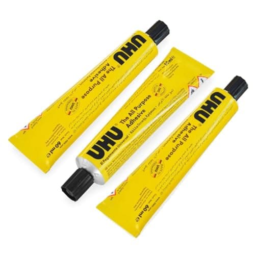 Image of UHU All Purpose Glue Adhesive - Liquid Synthetic Resin Adhesive - 60ml Tubes - Pack of 3 Tubes