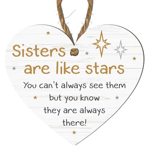 Image of Pixie's Gifts Wooden or Acrylic Personalised Best Sister Gift - Heartfelt Birthday Surprise, Thoughtful Gifts for Sisters Unique Thank You Friendship Plaque (MDF WOOD) (Small: 10 cm (H) × 9 cm (W))