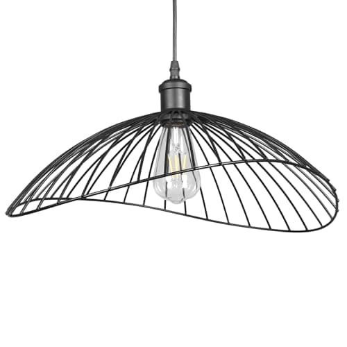 Image of GIGGI Wavy Wire Black Ceiling Light Shade – Modern Designer Metal Black lampshades for Ceiling Lights, Easy Fit Large Pendant Lamp Shade for Bedroom, Living Room, Kitchen, Hallway, Office