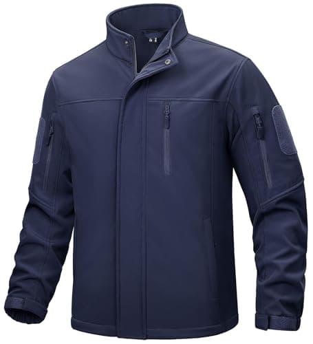 Image of TACVASEN Military Jacket Men Fleece Waterproof Jacket Winter Tactical Jacket Bomber Jacket Waterproof Army Jacket Pockets Navy Blue