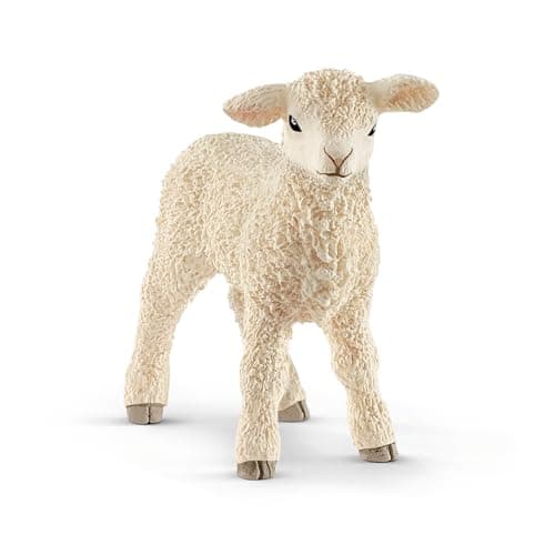 Image of SCHLEICH 13883 Lamb Farm World Toy Figure, Realistic Animal Figurine for Kids Ages 3-8